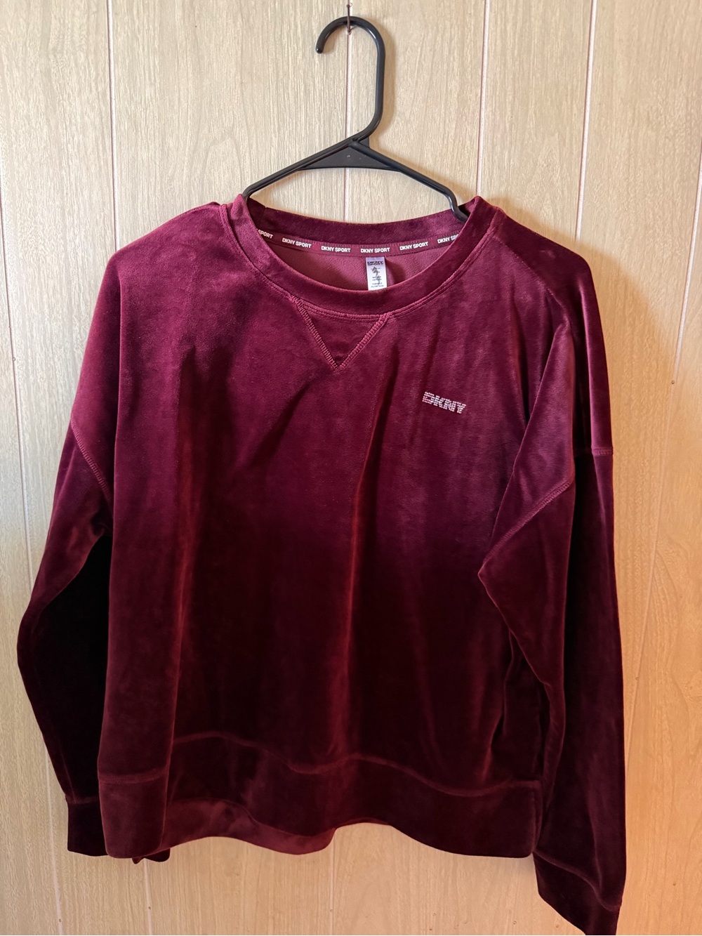 DKNY Velour Crewneck Sweater - Burgundy